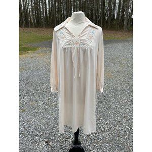 vintage sears nightgown nylon union tag flap point collar 38/40 tie front